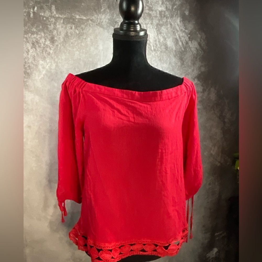 Greylin Arnette Off Shoulder Top festival concert boho party date size small red - Picture 2 of 15